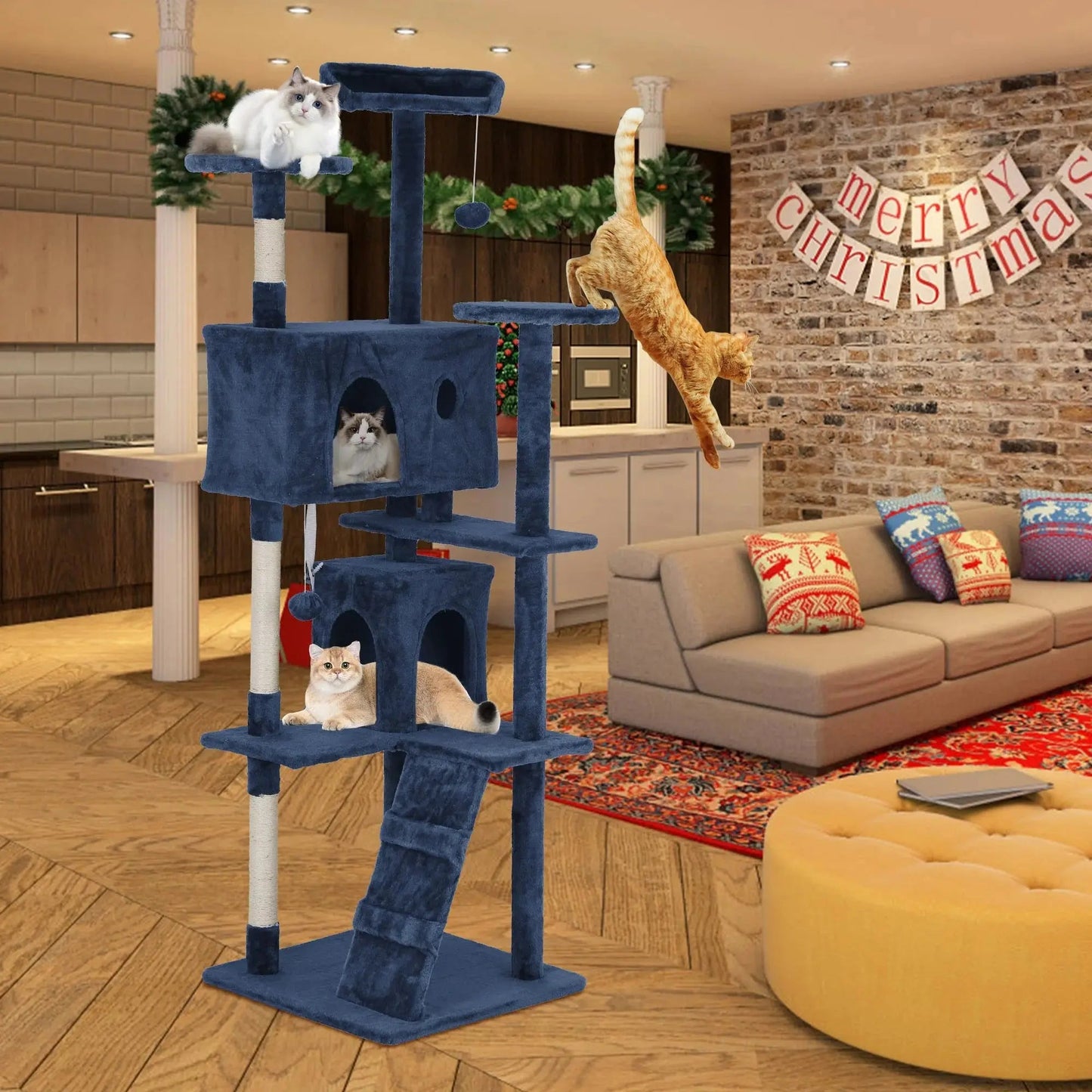 Cat Tower with Scratching Post & Toys - zarpaspetshop.com