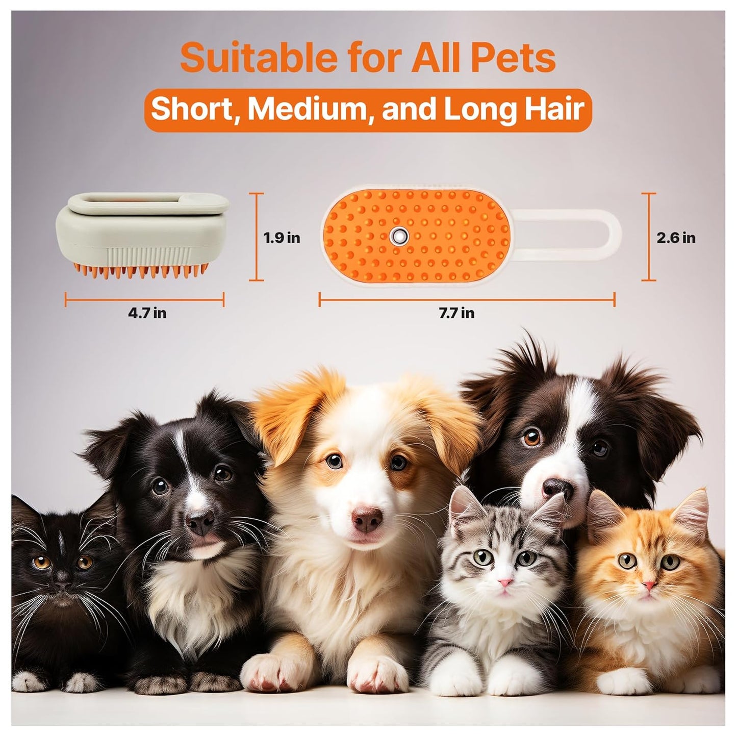 4 in 1 Cat Steam Brush, Steam Brush for Dogs, Rabbits., Pet Spray Comb for Shedding and Grooming, Gentle Technology, Easy-To-Clean, Massage, Grooming Washable, Useful for Shedding