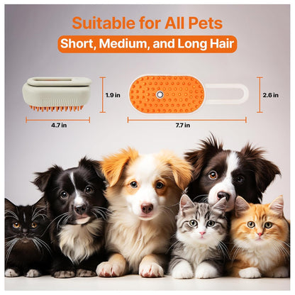 4 in 1 Cat Steam Brush, Steam Brush for Dogs, Rabbits., Pet Spray Comb for Shedding and Grooming, Gentle Technology, Easy-To-Clean, Massage, Grooming Washable, Useful for Shedding