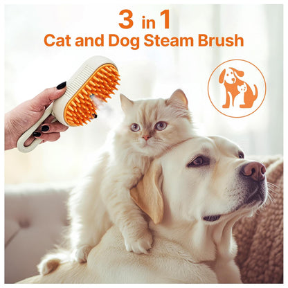 4 in 1 Cat Steam Brush, Steam Brush for Dogs, Rabbits., Pet Spray Comb for Shedding and Grooming, Gentle Technology, Easy-To-Clean, Massage, Grooming Washable, Useful for Shedding