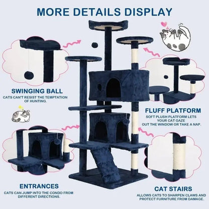Cat Tower with Scratching Post & Toys - zarpaspetshop.com