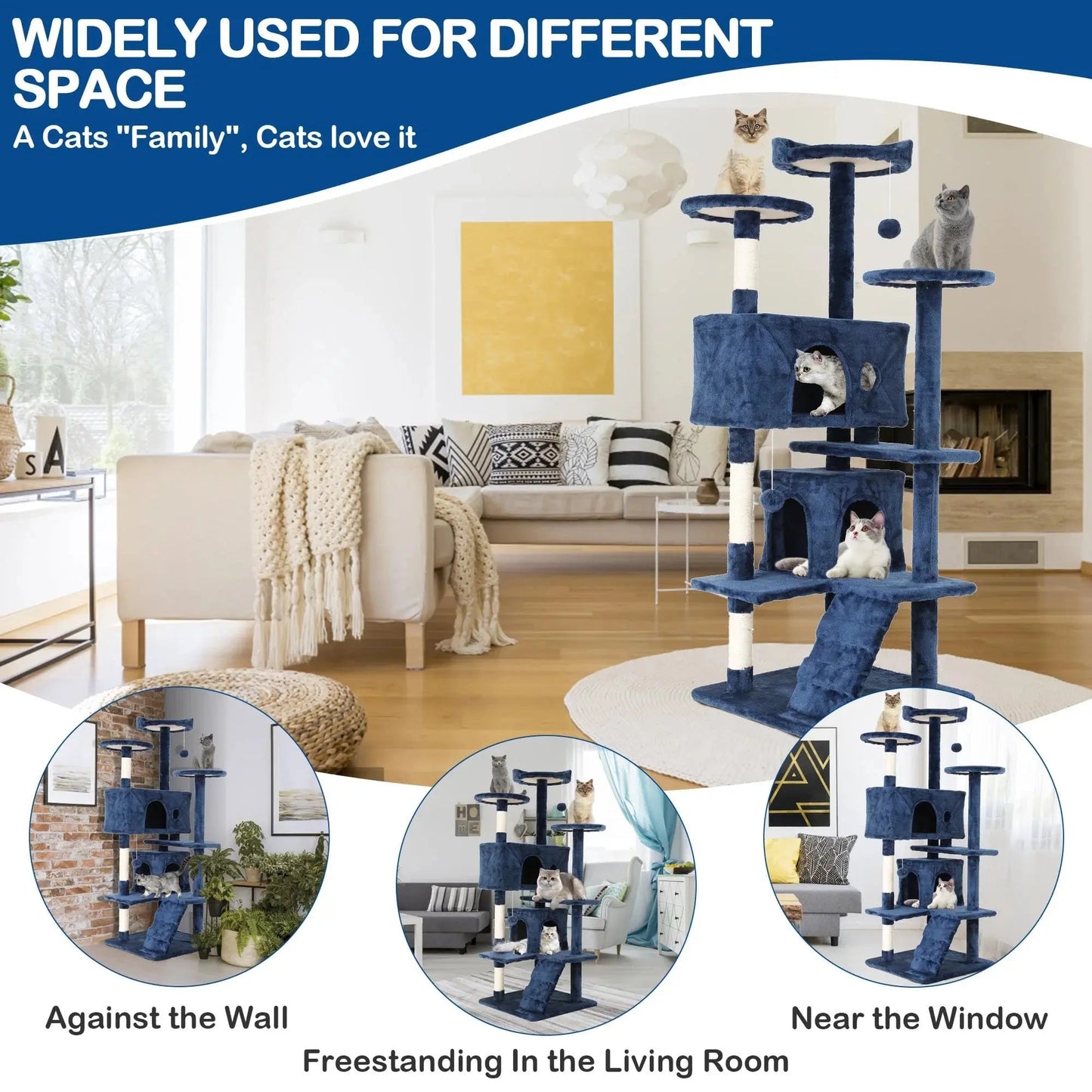 Cat Tower with Scratching Post & Toys - zarpaspetshop.com