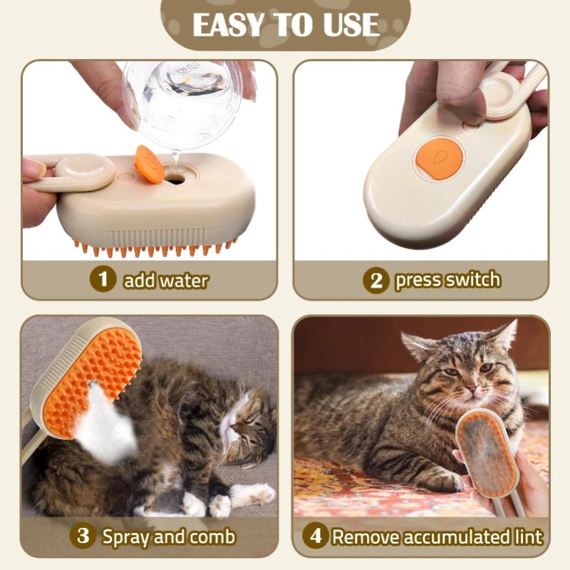 3-in-1 Pet Steam Brush & Hair Remover - zarpaspetshop.com