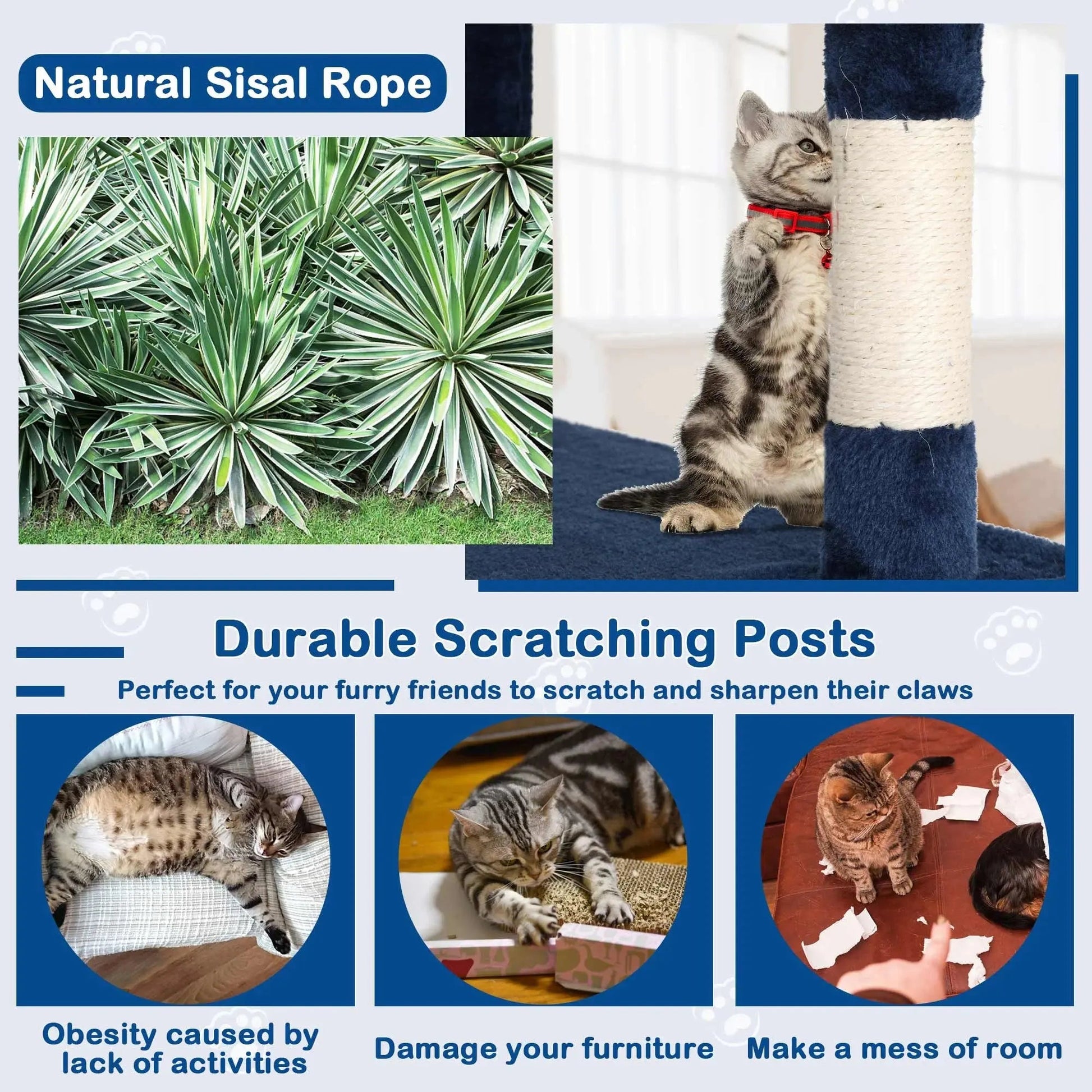 Cat Tower with Scratching Post & Toys - zarpaspetshop.com