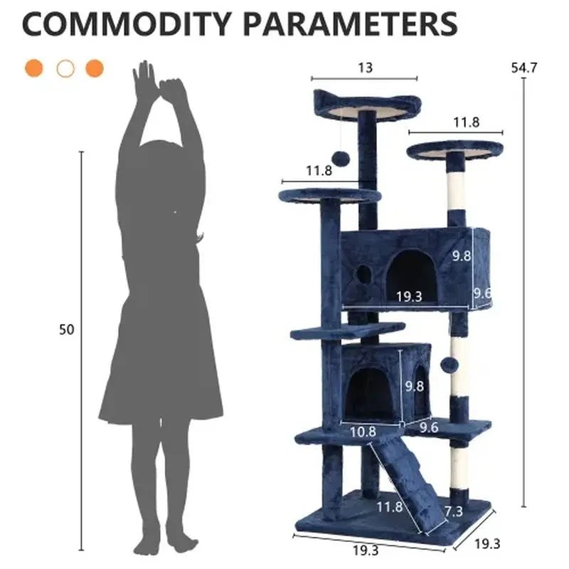 Cat Tower with Scratching Post & Toys - zarpaspetshop.com